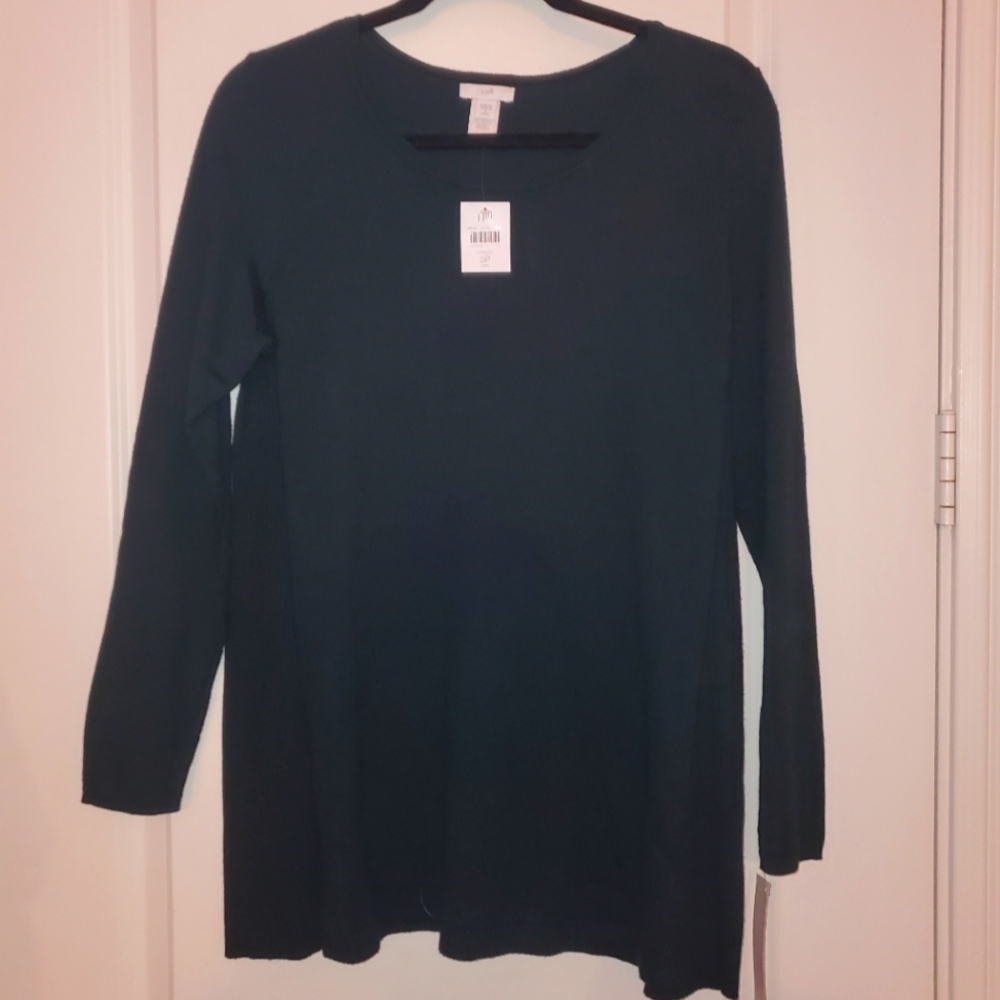 J. Jill S Petite Black Long Sleeve Basic Tee
